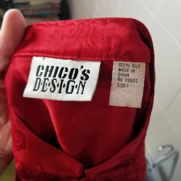 Chicos red silk chinese oriental kimono jacket - Picture 6 of 10